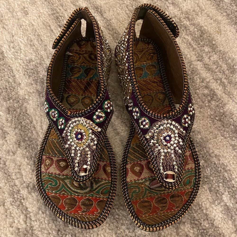 Hand crafted beaded sandals from India
